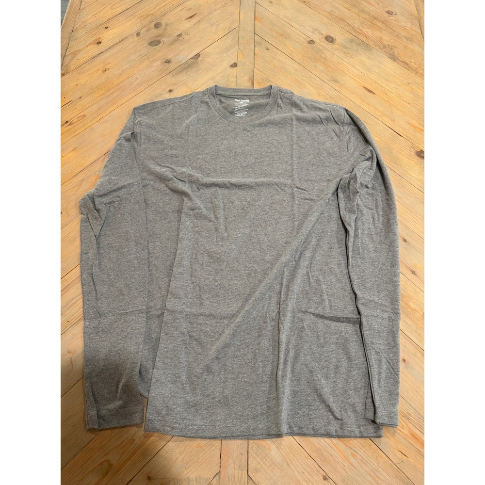 True Classic Mens Long Sleeve Crewneck Tee Gray Large L Cotton Blend Shirt